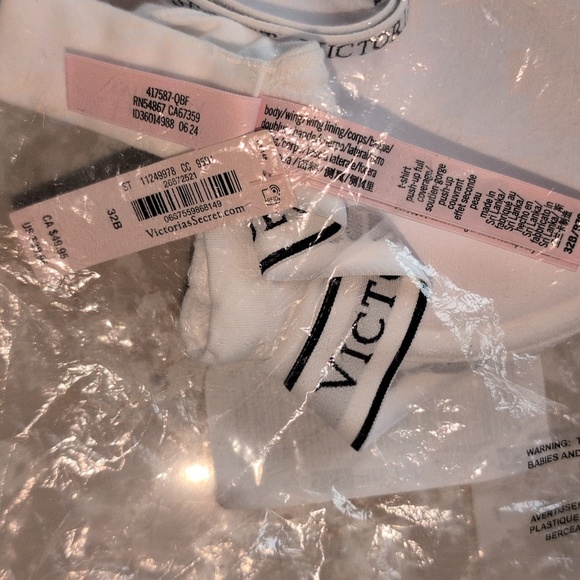 NWTVictoria's Secret Classic White Bra Sz 32B Logo Push-up Bra - Picture 6 of 6